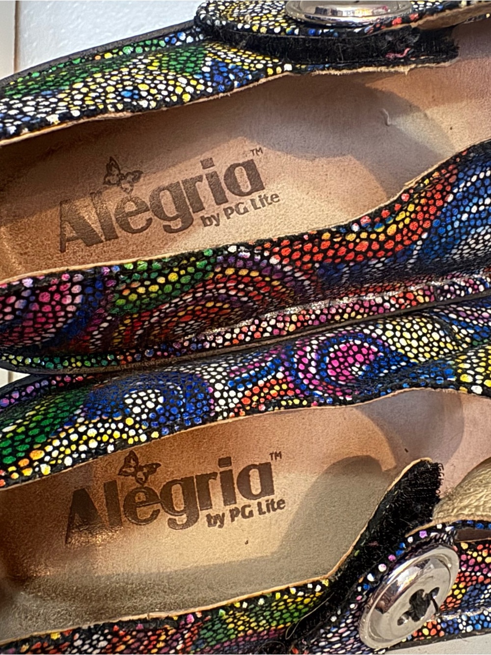 Alegria Womens Multicolor Leather Mary Jane Clogs Shoes Size 6 Colorful Comfort - Picture 11 of 14